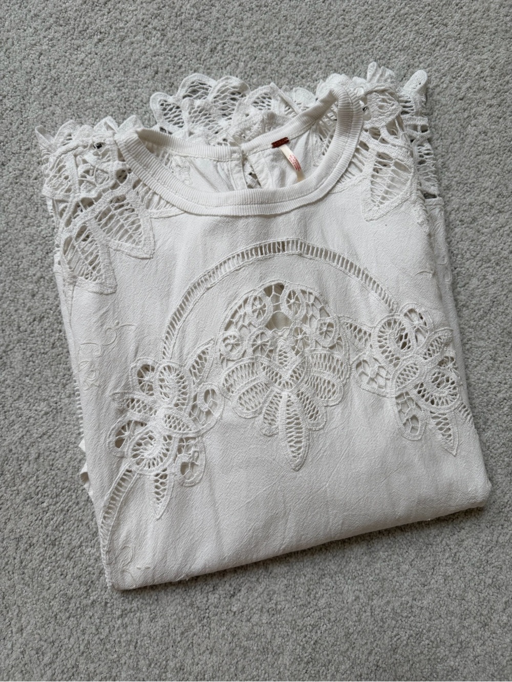 Free People White Cutout Lace tunic